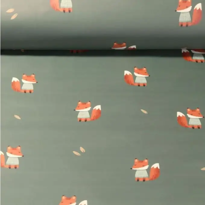 Tessuto cerato impermeabile volpi verde scuro