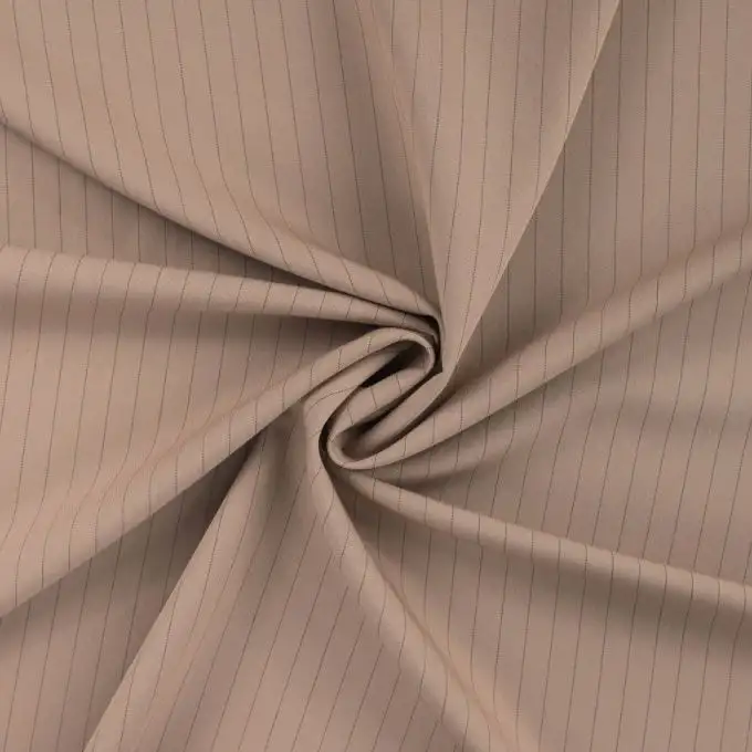 Tessuto twill poliestere stampato righe taupe