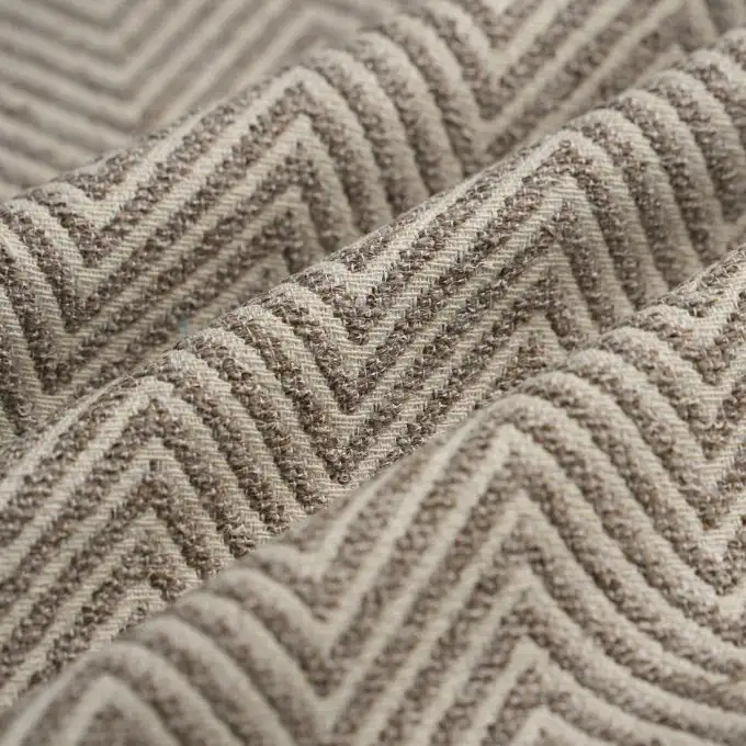 Tessuto jacquard pesante a zigzag in lino