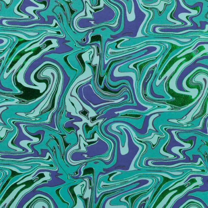 Maglia french terry stampata foil onda retro verde