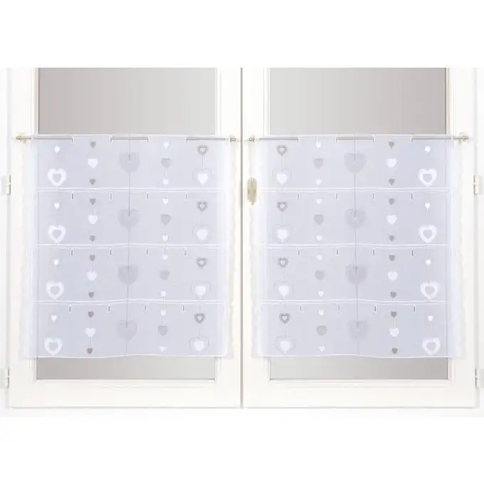 Voile modulabile organza ricamato cuore taupe bianco 59cm