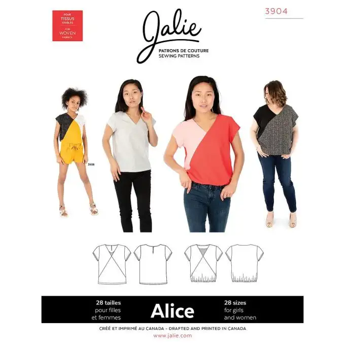 Blusa Alice scollo a V bambino adulto modello Jalie 3904