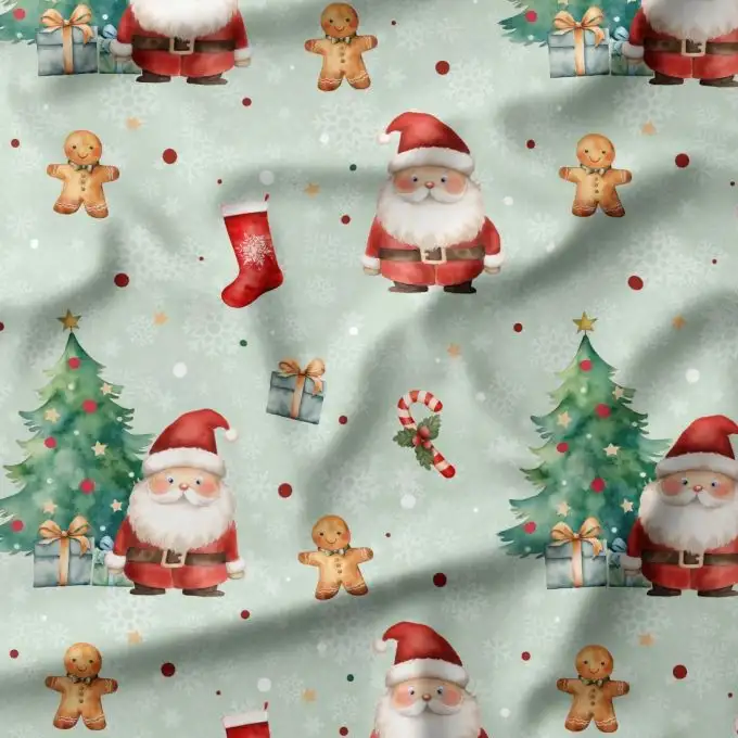 Tessuto di cotone stampato Buon Natale Verde – Certificato Oeko-Tex®