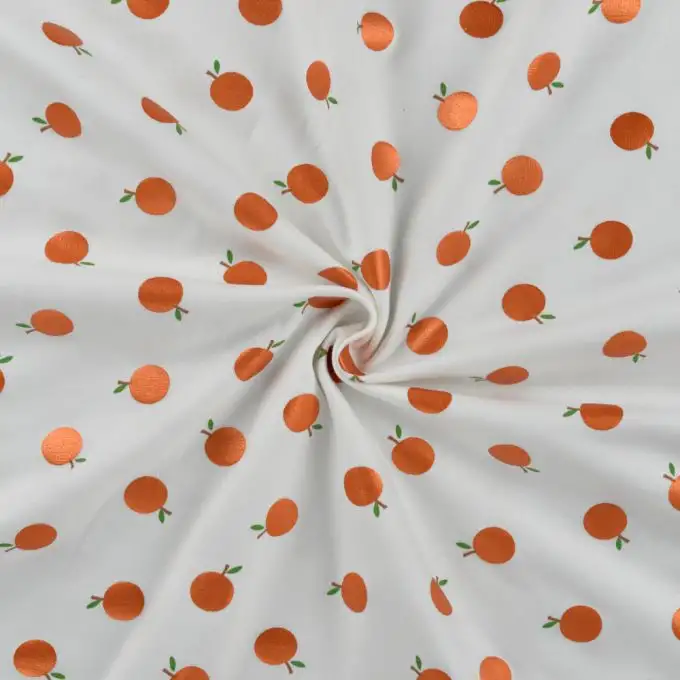 Maglia jersey cotone foil stampata arancione ecru