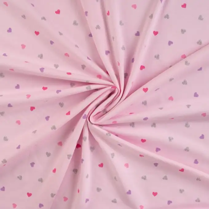 Maglia jersey cotone stampata cuore glitterato rosa