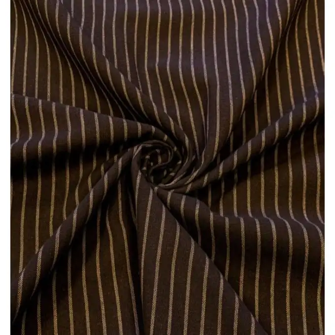 Tessuto tinto a righe ecrù e cioccolato