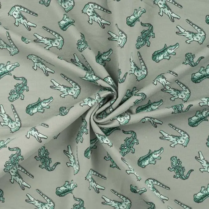 Tessuto french terry stampato croco verde