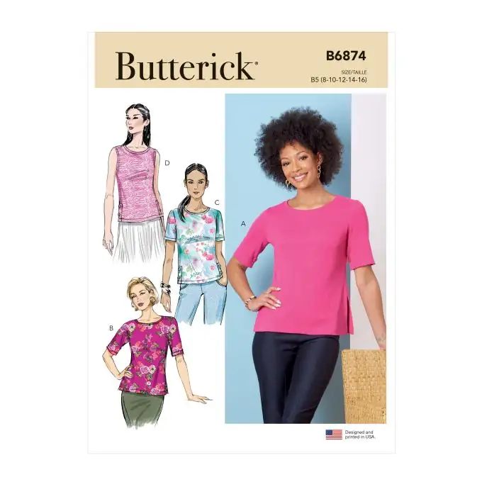 Top in maglia da donna Butterick B6874F5 taglia 44-52
