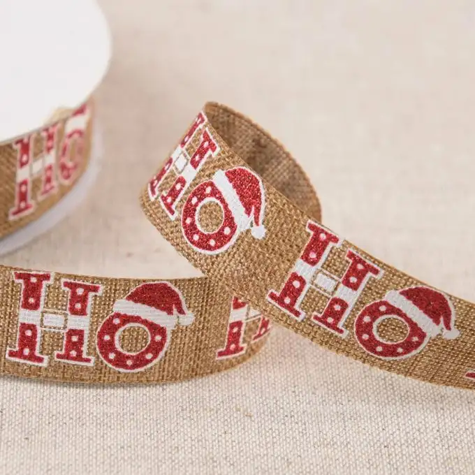 Nastro di Natale Ho Ho marrone 16 mm