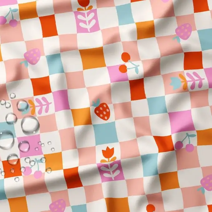 Tessuto impermeabile a quadri floreale multicolore