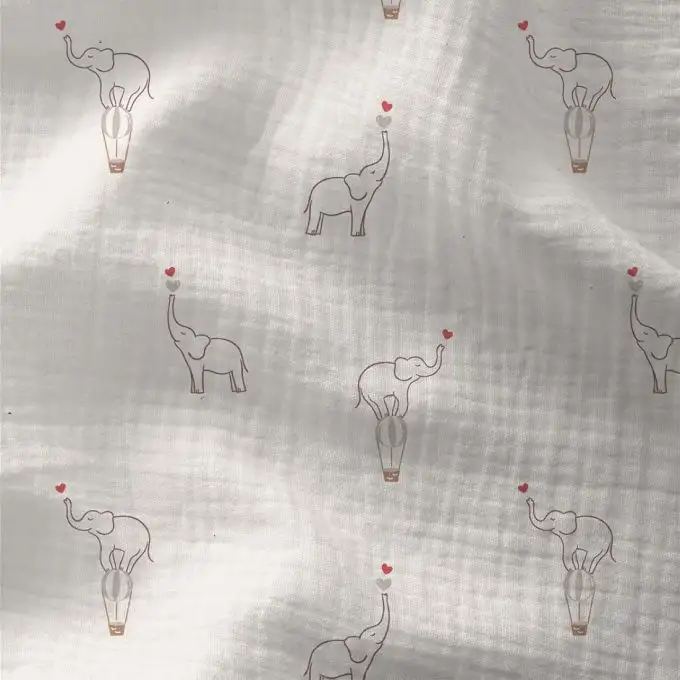 Tessuto doppio garza elefante amore ecru