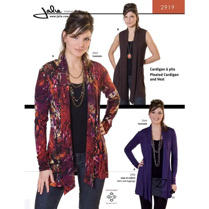 Modello Jalie 2919 cardigan e giacca a pieghe per bambino e adulto