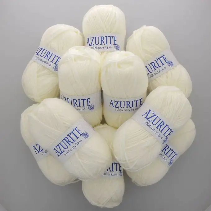 Set di 10 gomitoli di filato Azurite 50g 100% acrilico - Col. 0211 Ecru