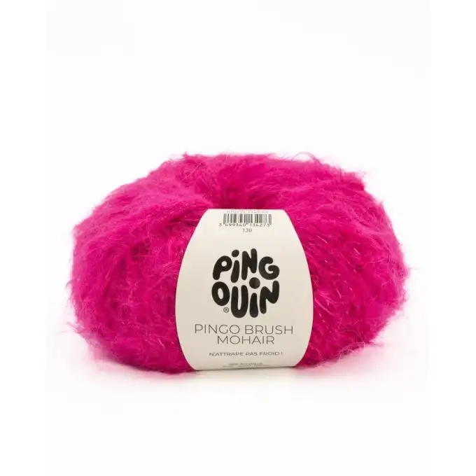 Pelota di filato da maglia Brush mohair lampone - Pingouin