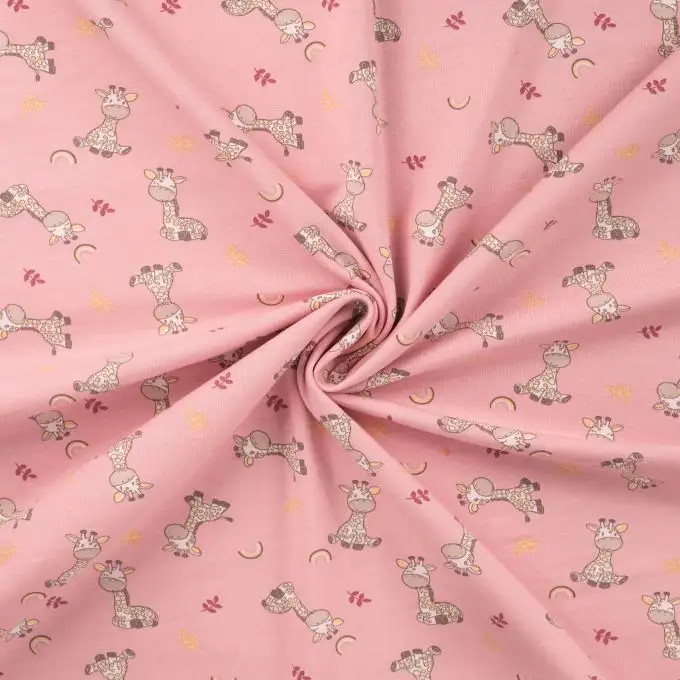 Maglina jersey cotone stampa giraffa rosa