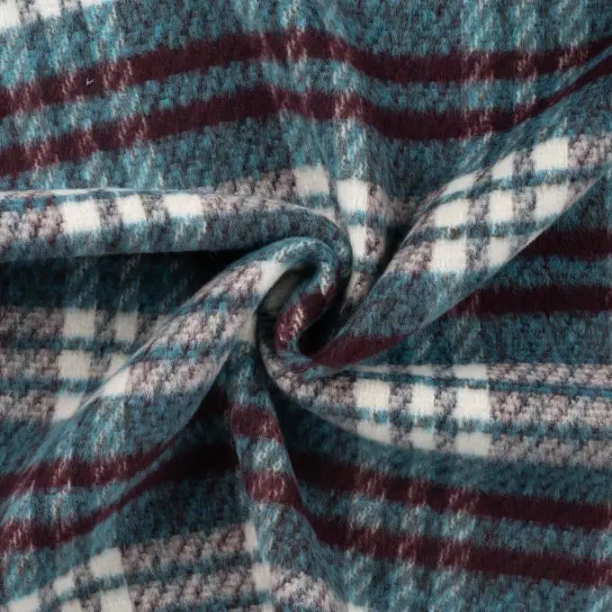 Tessuto lana stampato tartan blu