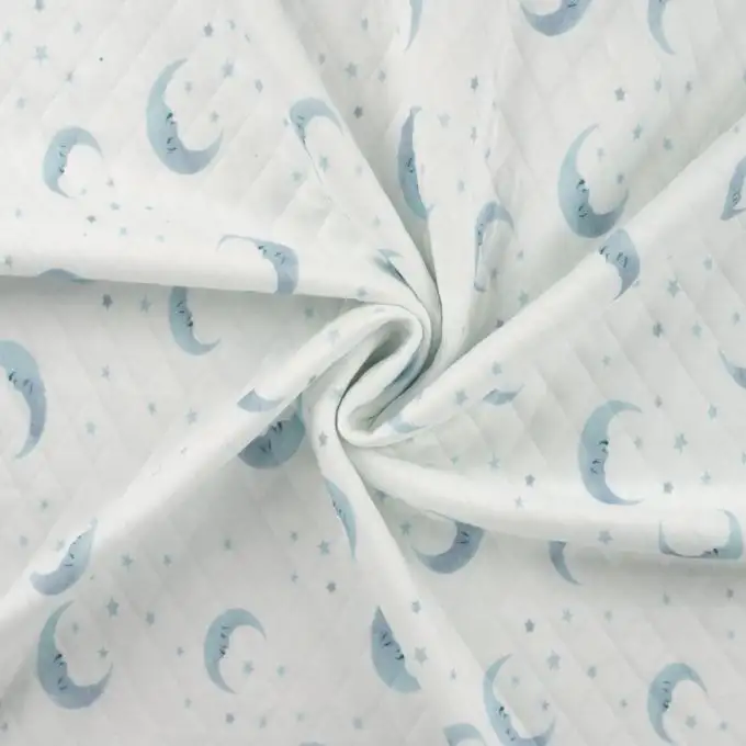 Maglia jersey cotone trapuntato fine stampato luna stellata blu