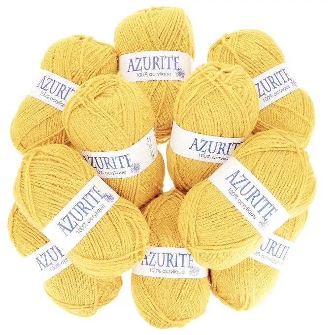 Set di 10 gomitoli di filato Azurite 50g 100% acrilico - Col. 0030 Giallo chiaro