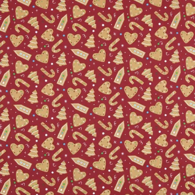 Tessuto di cotone 52 fili stampato biscotti di natale