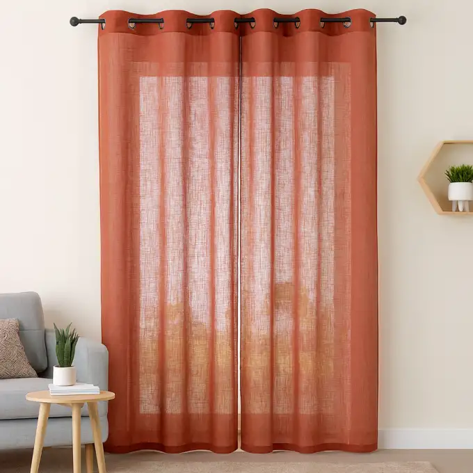 Voile effet lin terracotta Vienne