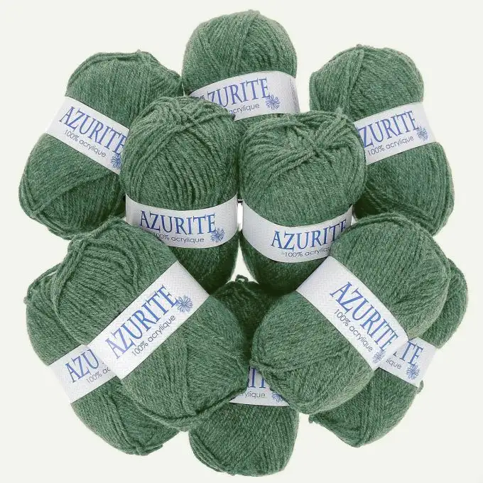Set di 10 gomitoli di filato Azurite 50g 100% acrilico - Col. 1515 Tilleul