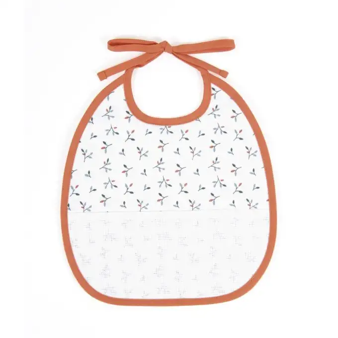 Bavaglino foglia 6 mesi arancione punto croce