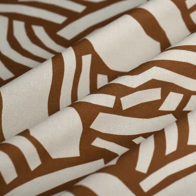 Tessuto popeline viscosa grande tratto ecru terra