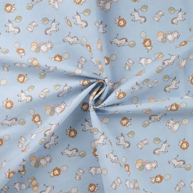 Tessuto popeline di cotone stampato bel giocattolo blu