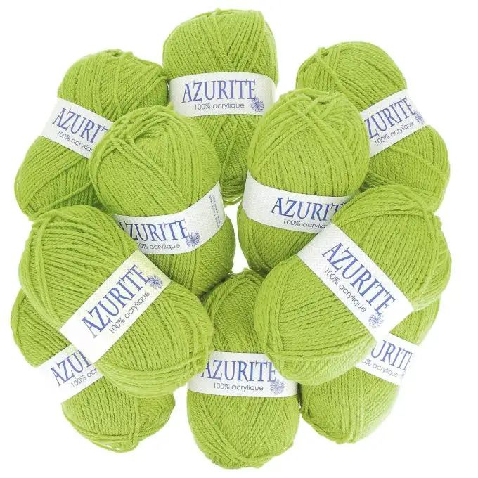 Set di 10 gomitoli di filato Azurite 50g 100% acrilico - Col. 0282 Verde Anis