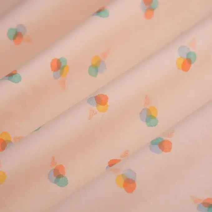 Tessuto popeline cotone bio gelati multicolore albicocca