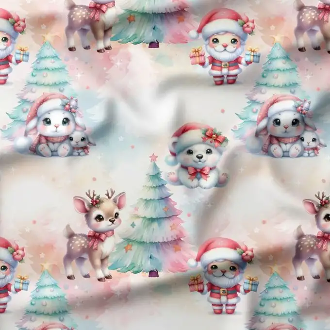 Tessuto di cotone stampato Pastel Christmas – Certificato Oeko-Tex®