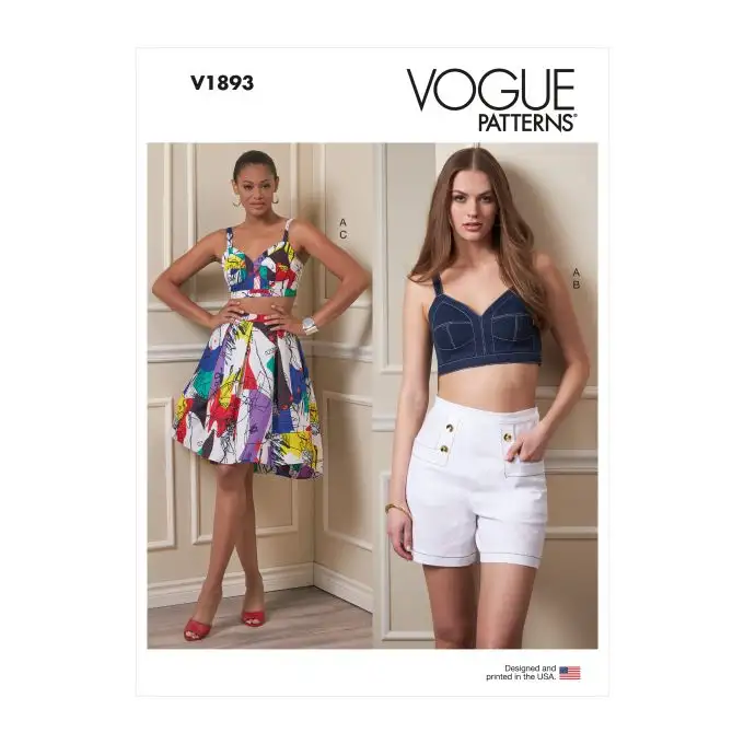 Patron Vogue 1893E5 - top, pantaloncini e gonna da 42 a 50E5