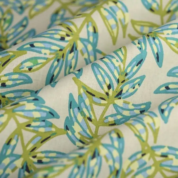 Tessuto cretonne fogliame vivace verde