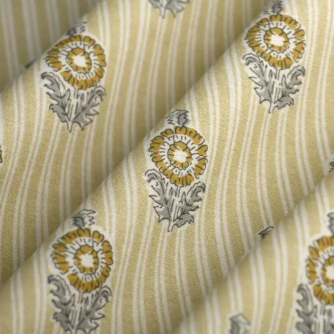 Tessuto bachette lucido righe Blockprint giallo