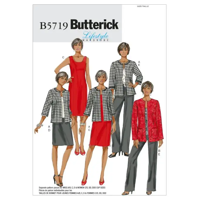 Modello Butterick B5719B5 Donna Giacca gonna pantaloni dalla 36 alla 44