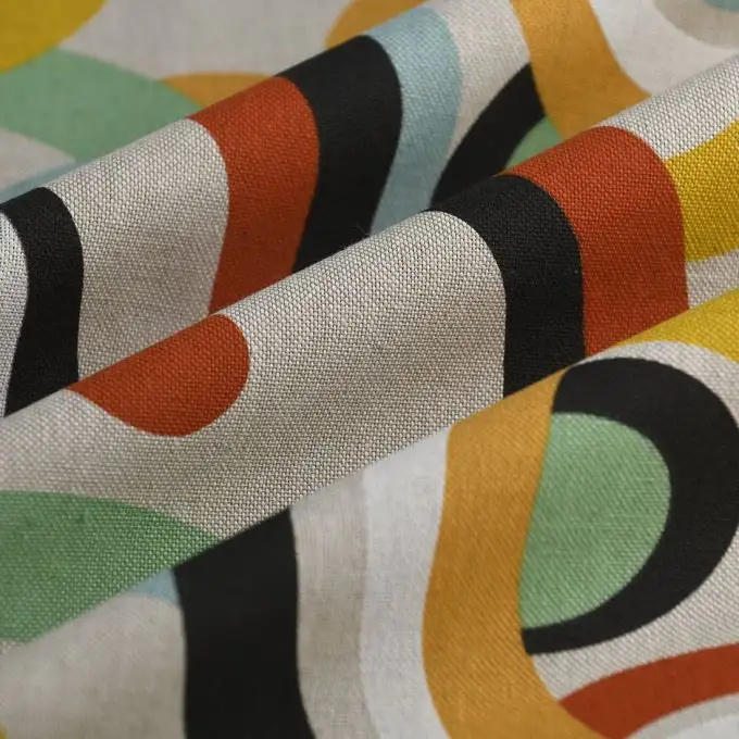 Tessuto bachette effetto lino Curly multicolore