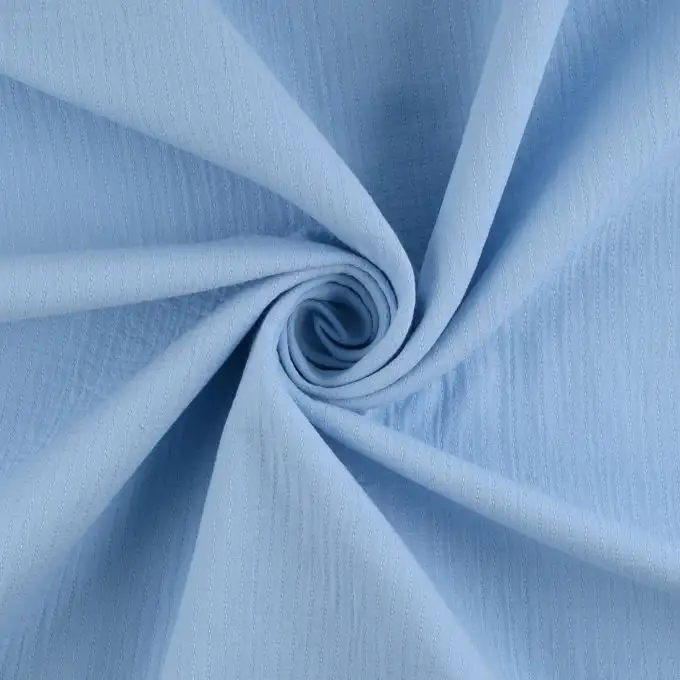 Tessuto double gaze piqué unito blu morbido