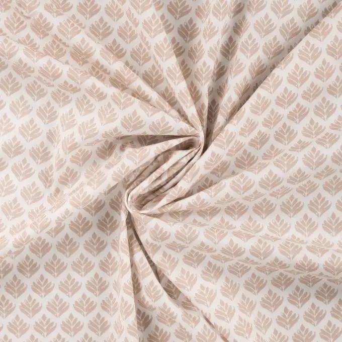 Tessuto popeline di cotone stampato piccolo geo beige