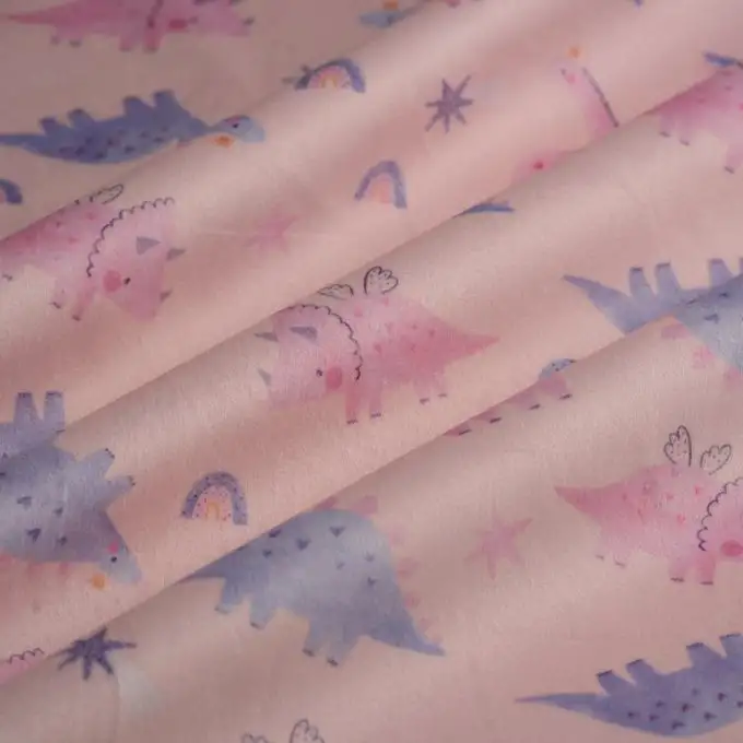 Tessuto velluto poliestere dinosauro rosa