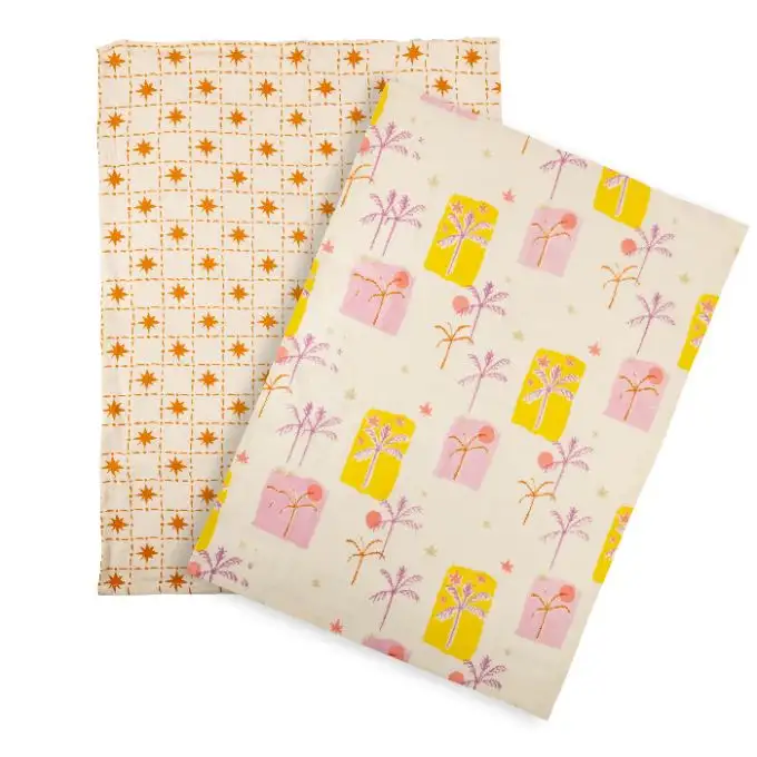 Set di 2 strofinacci palme multicolore 50x70cm