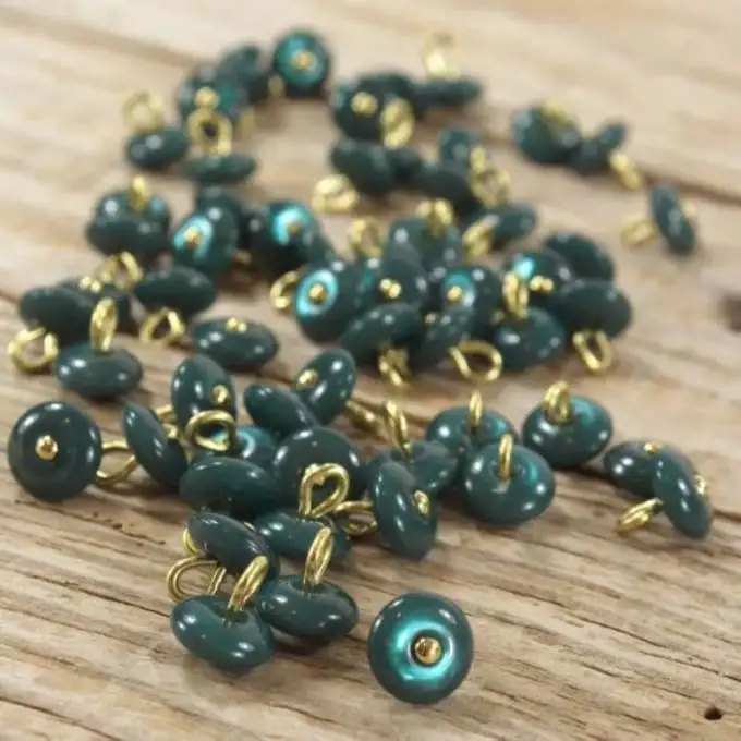 Set di 5 bottoni Perla verde eucalipto 10mm - Eglantine e Zoé