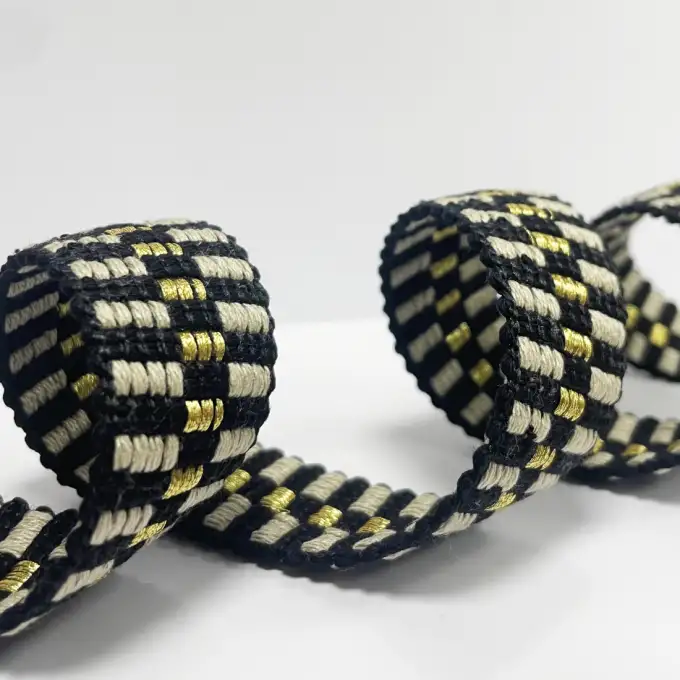 Cinghia damier lurex lino 30mm