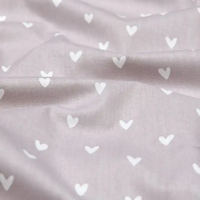Tessuto cretonne stampato cuore naturale