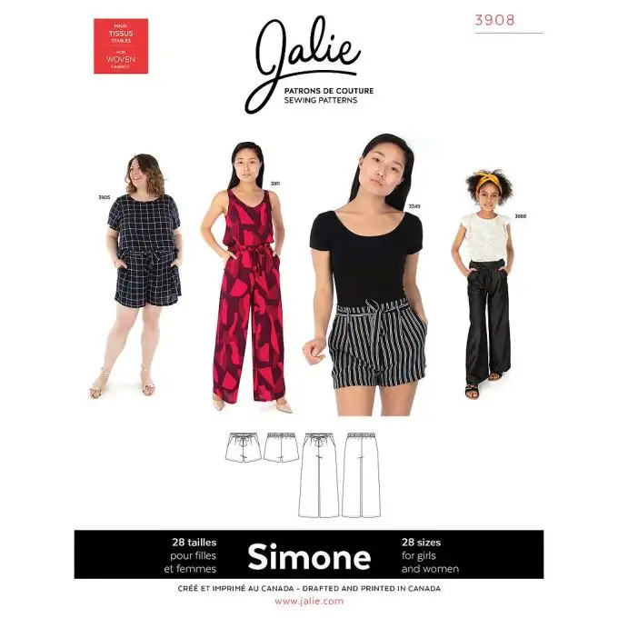 Modello Jalie 3908 Simone pantaloni larghi e pantaloncini bambino adulto