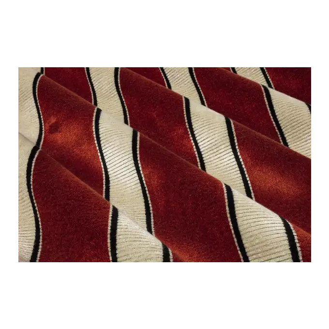 Tessuto Jacquard in Velluto a righe Bordeaux e Bianco, Sedili e Tende