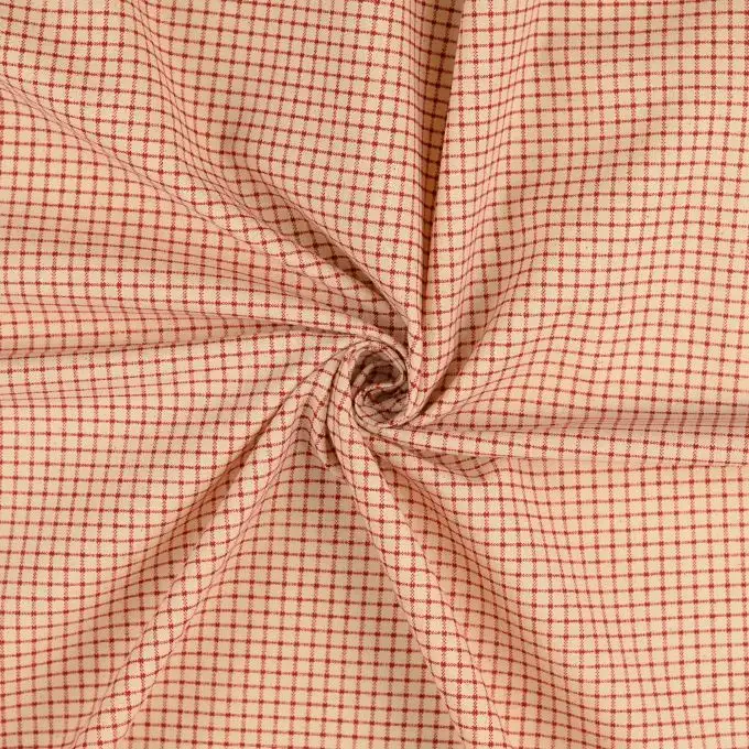 Tessuto cretonne cotone stampato vichy vintage rosso