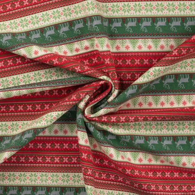 Tessuto felpato natalizio verde rosso
