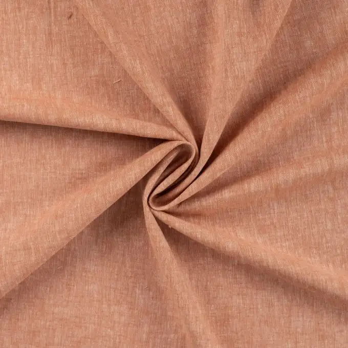 Tessuto cotone lino mélange marrone