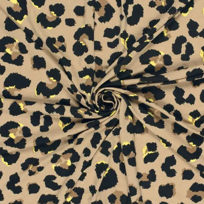 Maglione jersey viscosa maxi leopardato colorato taupe