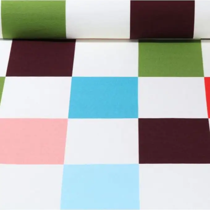 Maglia jersey stampata scacchi multicolore rosa e blu - Albstoffe